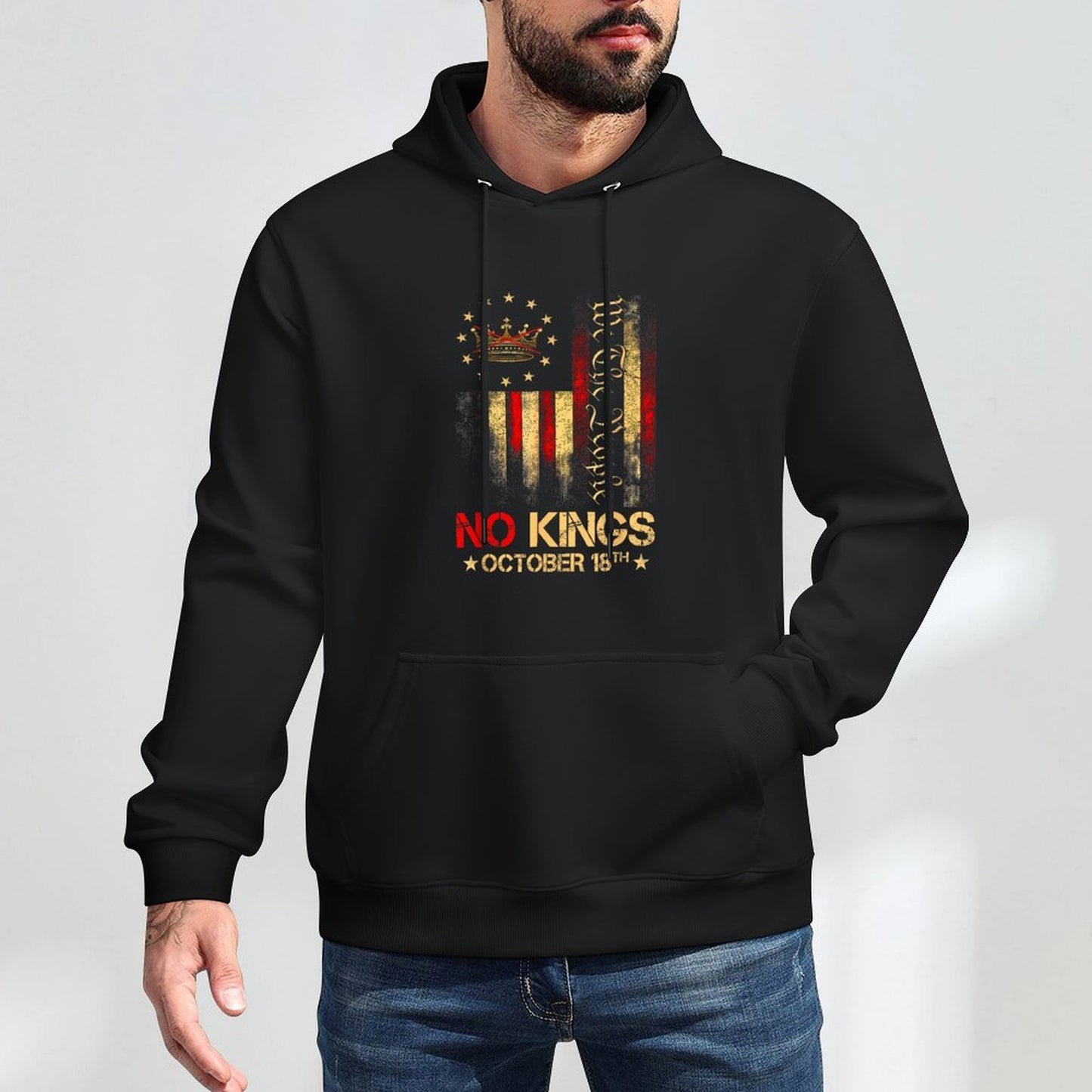 No Kings Vintage America 1776 October 18 Breathable Fabric Hoodie