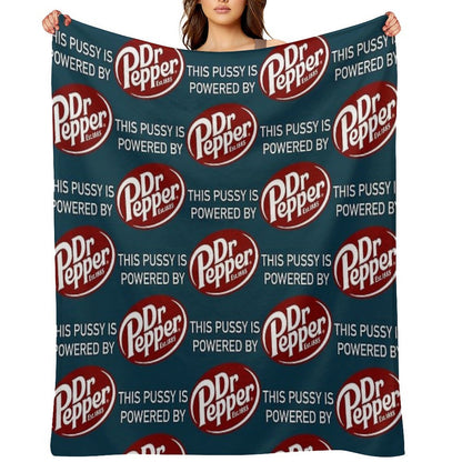 This Cat Is Powered By Dr Pepper Throw Blanket