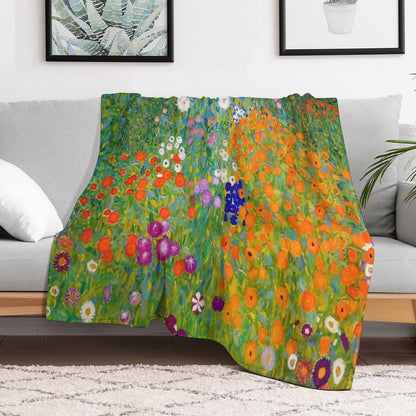 Gustav Klimt - Flower Garden Throw Blanket