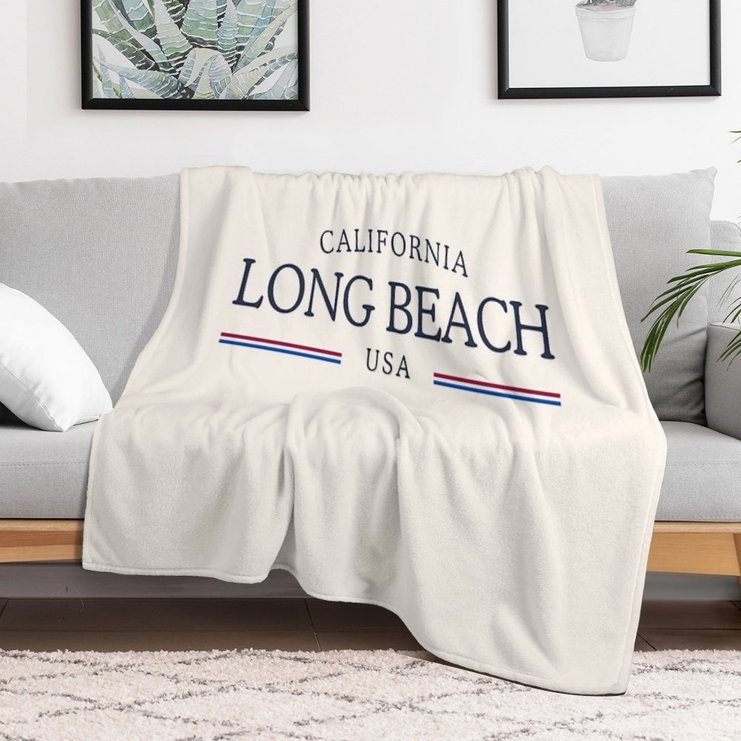 Long Beach California Heritage – Classic Cream Throw Blanket
