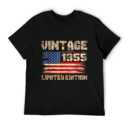 Vintage 1955 70th Birthday Gifts 70 Year Old American Flag T-Shirt