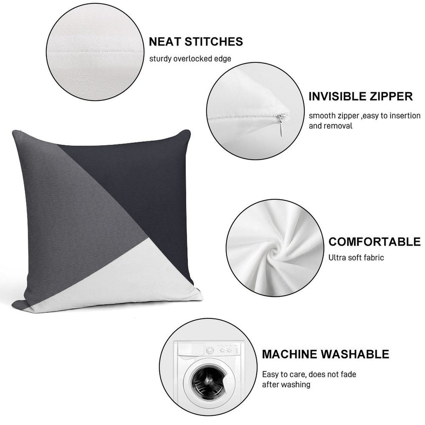 Grey Geometric Triangle Soft Multiple Sizes Throw Pillow