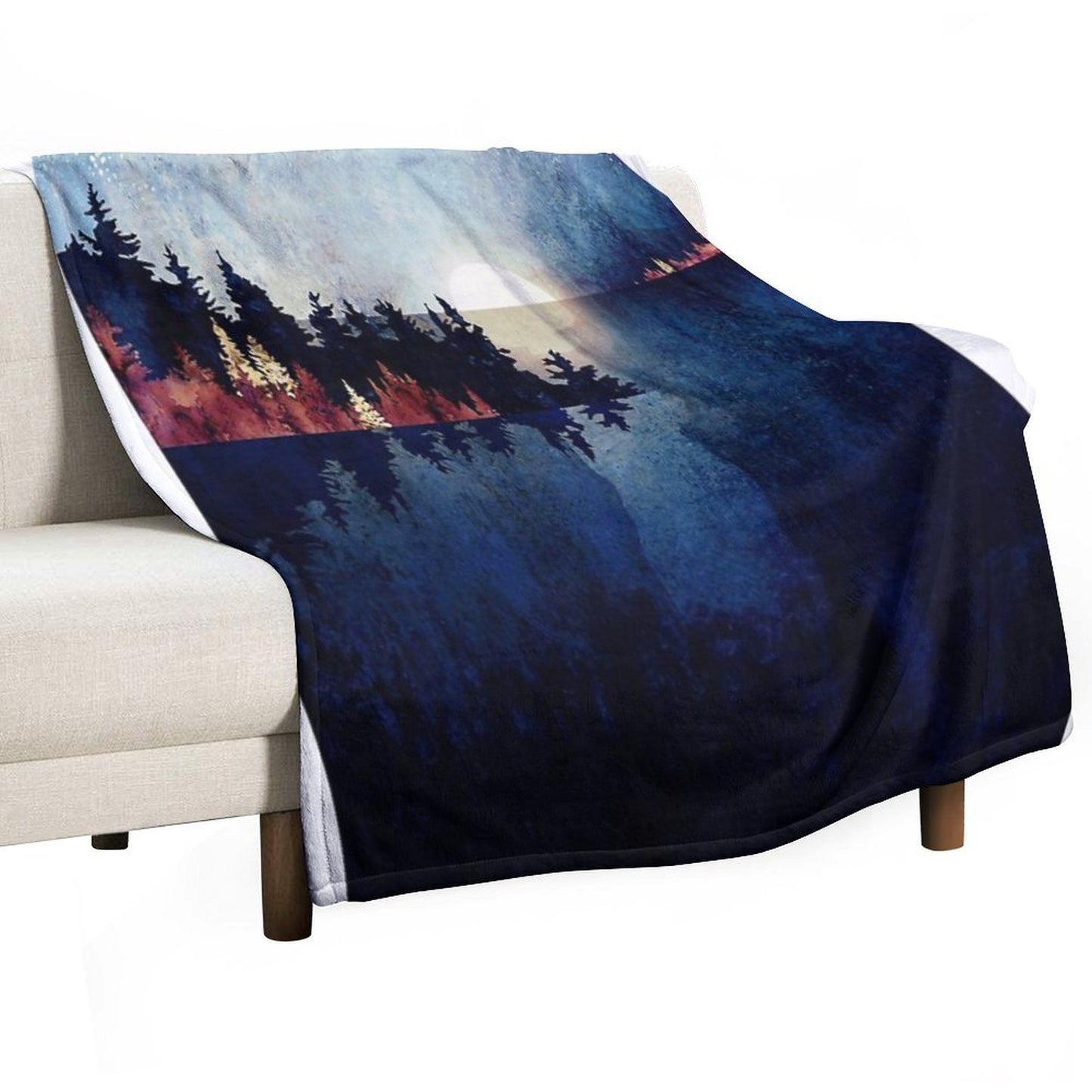 Autumn Moon Reflection Throw Blanket