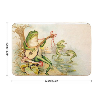 FROG STRUMMING  Vintage Abstract Entertainment Print Bath Mat