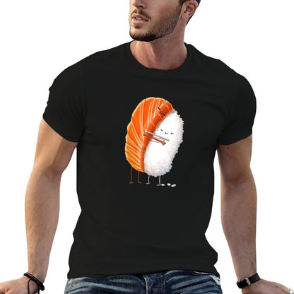 Sushi Hug  Ribbed Collar T-Shirt