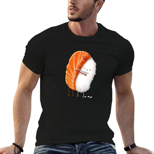 Sushi Hug  Ribbed Collar T-Shirt