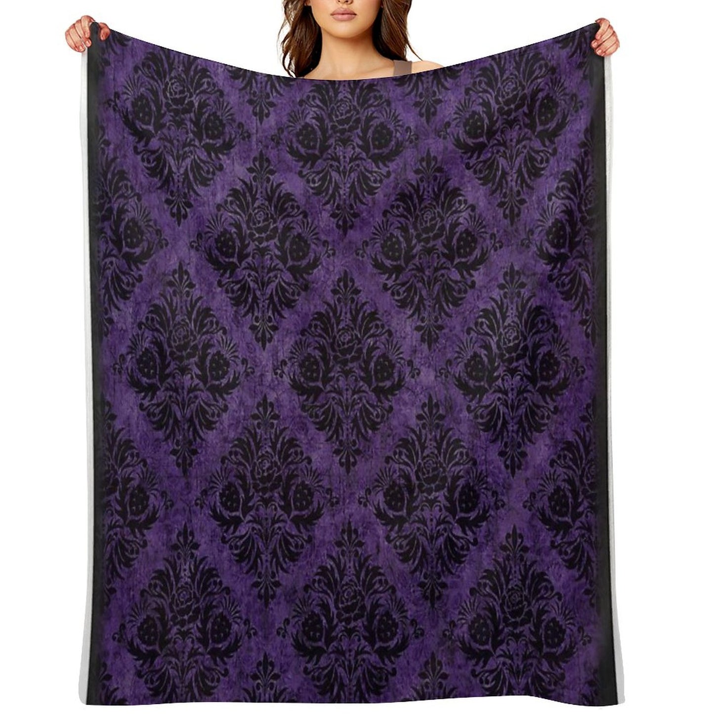 Gothic Damask Purple Throw Blanket
