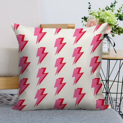 Pink And Red Lightning Linen Throw Pillow Cover