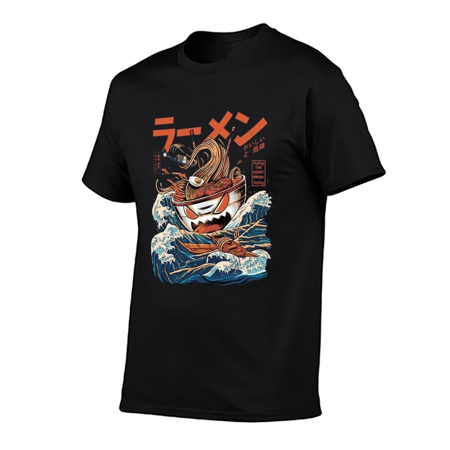 The Black Great Ramen  Rolled Sleeves T-Shirt