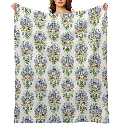 Hungarian Folk Design Violet Throw Blanket