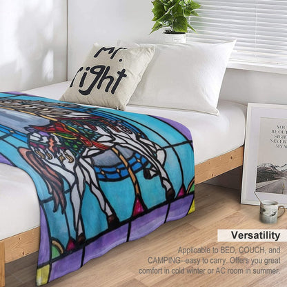 Stained Glass Carousel Horse Throw Blanket