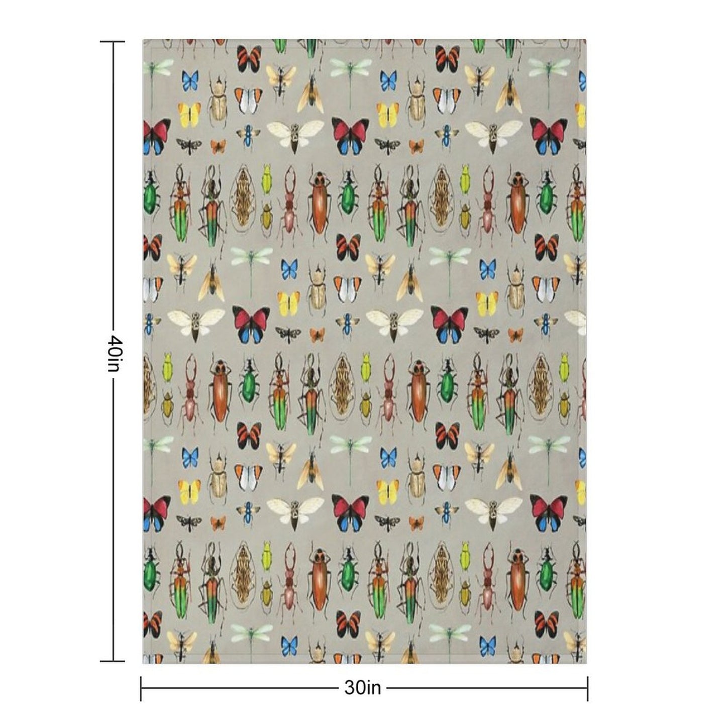 The Usual Suspects - Insects on Grey - Watercolour Bugs Pattern by Cecca Designs Throw Blanket