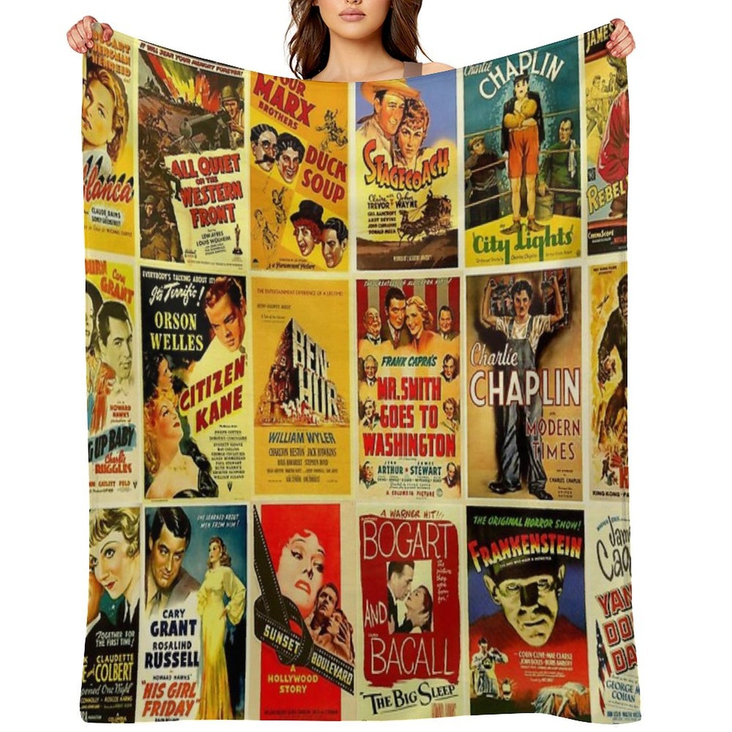 Vintage Hollywood Classic Movie Posters Throw Blanket