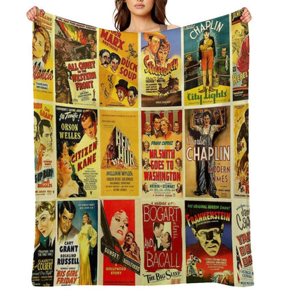 Vintage Hollywood Classic Movie Posters Throw Blanket