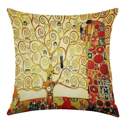 The Tree of Life by Gustav Klimt  Art Nouveau Symbolism Linen Throw Pillow Cover