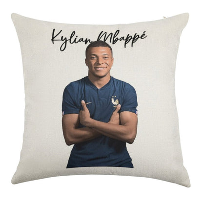 Kylian Mbappe Linen Throw Pillow Cover