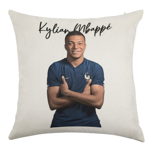 Kylian Mbappe Linen Throw Pillow Cover