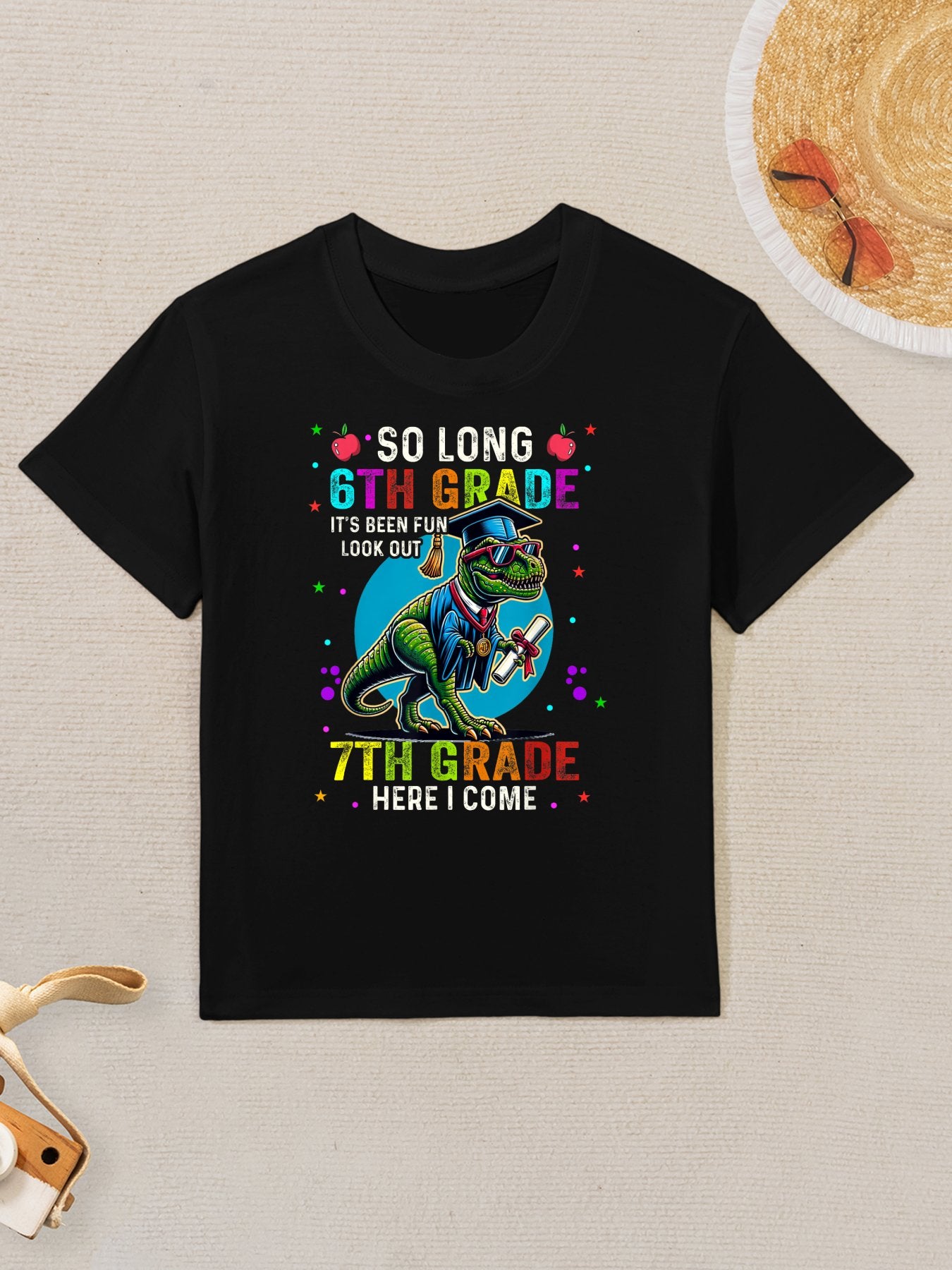 So Long 6th Grade 7th Grade Here I Come Dinosaur Graduation Kids T-Shirt