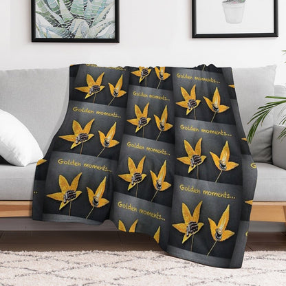 Golden Moments, Coffee And Cake Painting on Autumn Leaves Throw Blanket