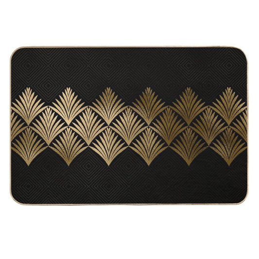 Reims, France Luxueux Black And Gold Hues Art Deco Durable Bath Mat