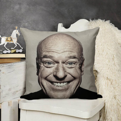 Hank Schrader Dean Norris Happy Face Linen Throw Pillow Cover