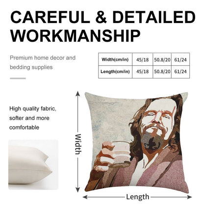 Big Lebowski DUDE Portrait Linen Throw Pillow Cover
