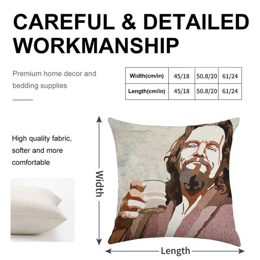 Big Lebowski DUDE Portrait Linen Throw Pillow Cover