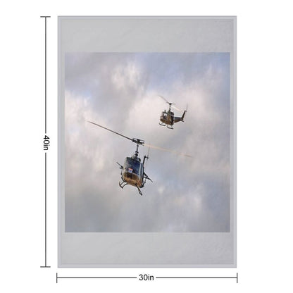 Bell UH-1 Iroquois Helicopters - (A Pair of Hueys) Throw Blanket
