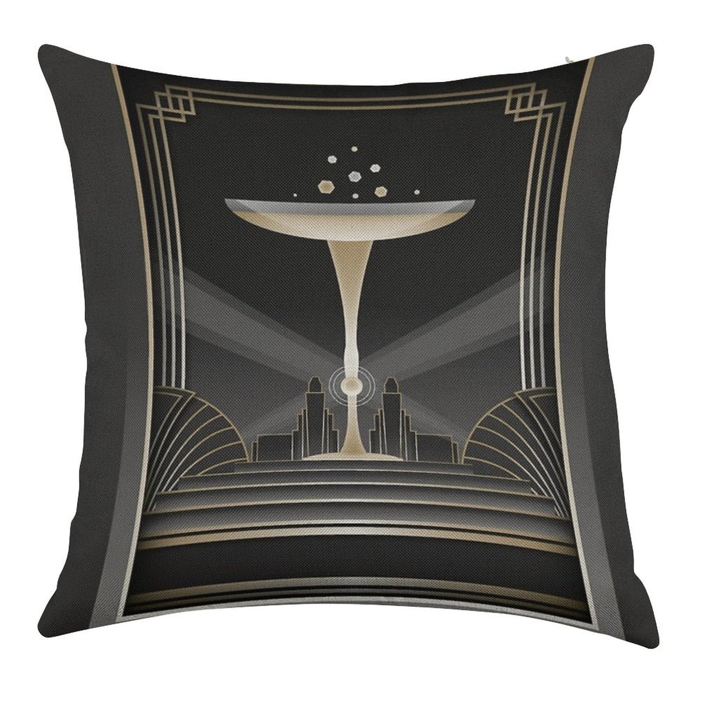 Art Deco Design VI Linen Throw Pillow Cover