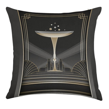 Art Deco Design VI Linen Throw Pillow Cover