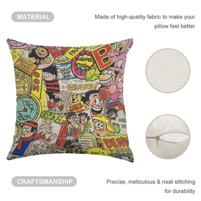 Beano Linen Throw Pillow Cover