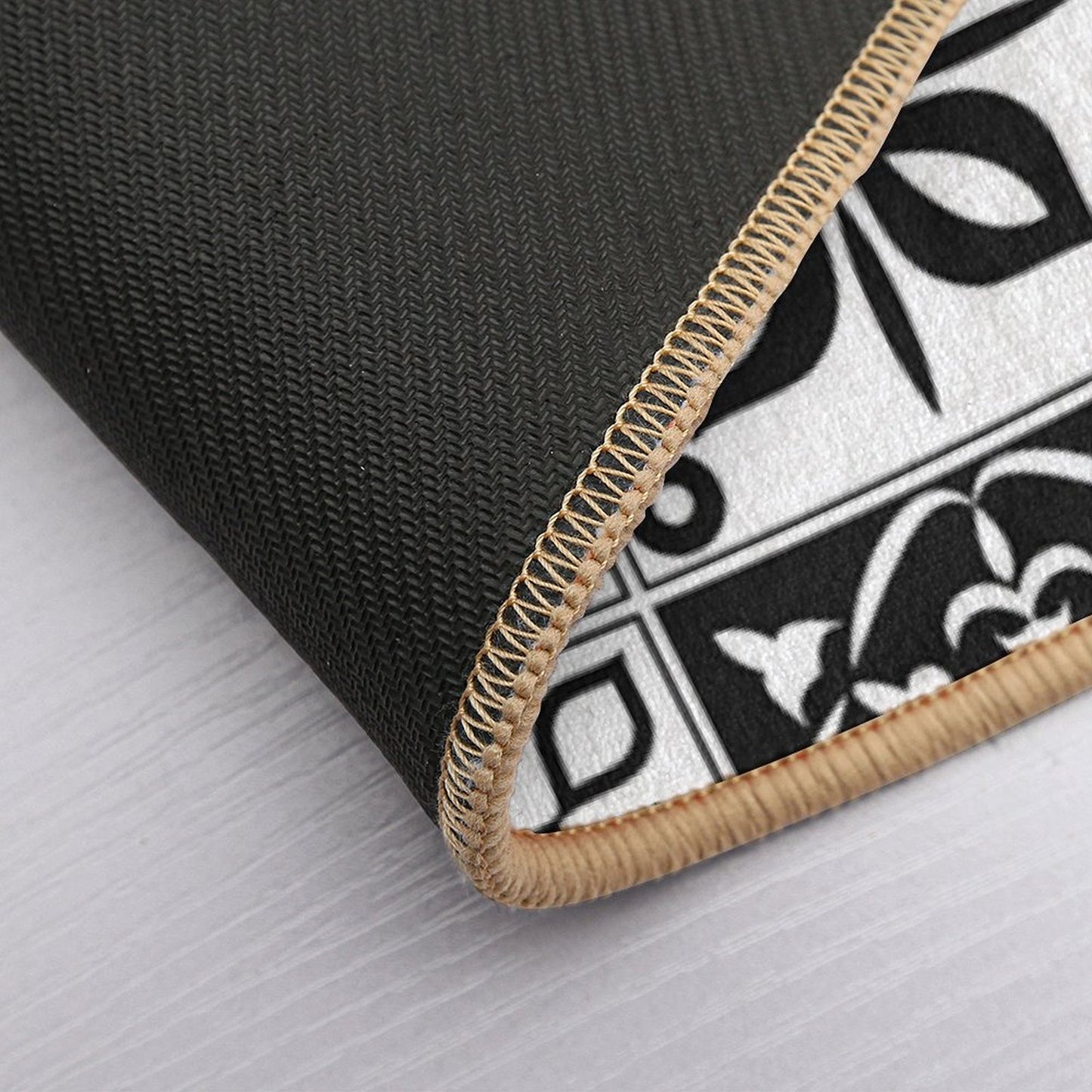 Black White Tiles Bath Mat