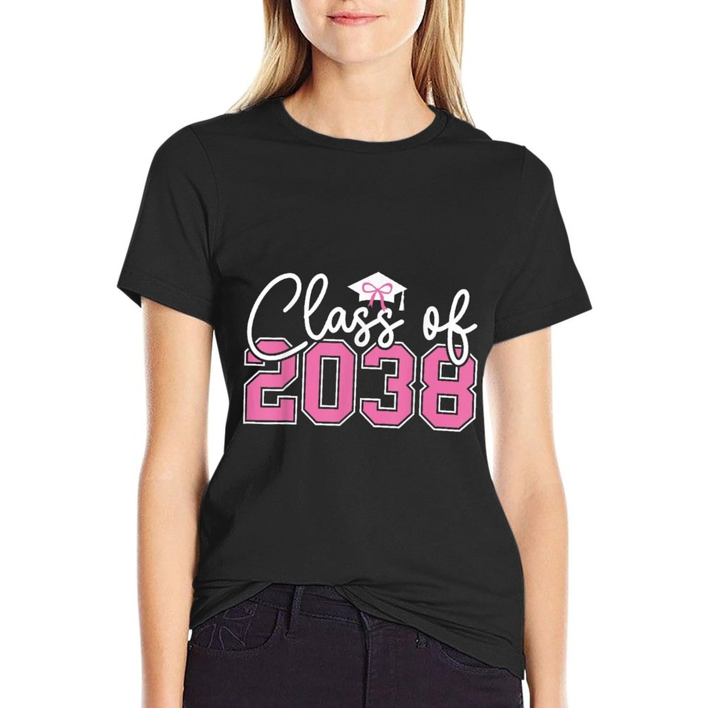 Class of 2038 Grow With Me Kindergarten Pink Coquette Bow  Soft T-Shirt