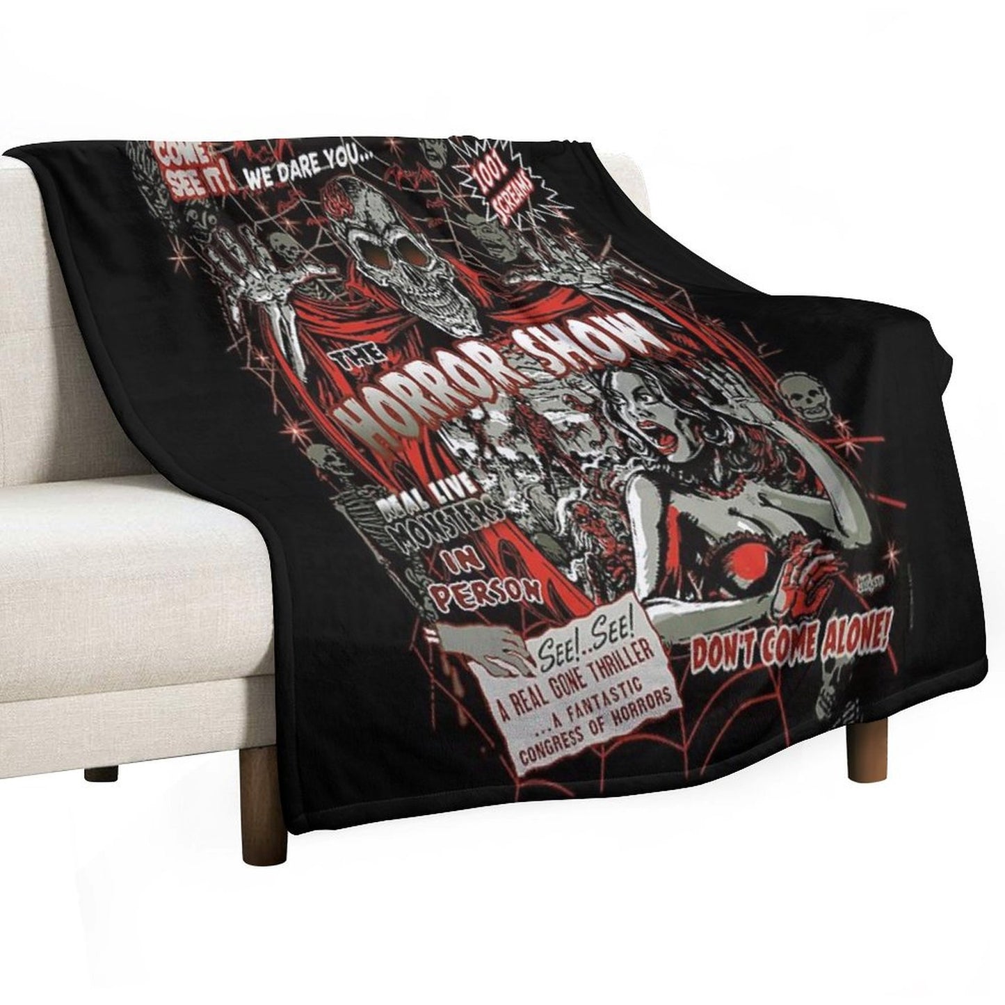 Spook Show Horror Movie Monsters Throw Blanket
