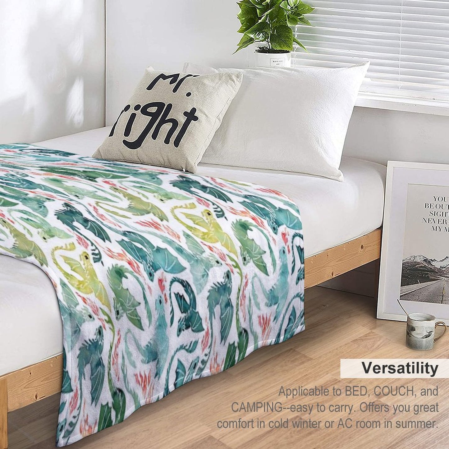 Dragon Fire Turquoise & Green Throw Blanket