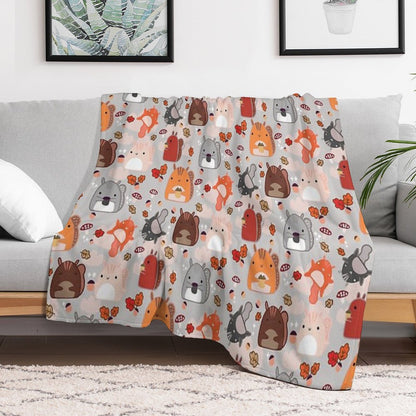 Kawaii Squirrels Throw Blanket