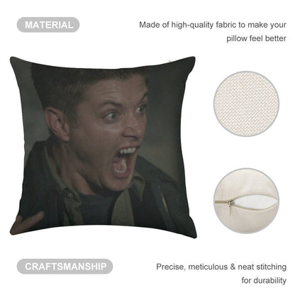 Dean Winchester Scream Linen Throw Pillow Cover