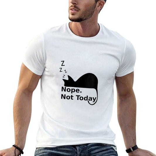 Womens Nope Not Today Cute Sleeping Cat  Oversized Silhouette T-Shirt