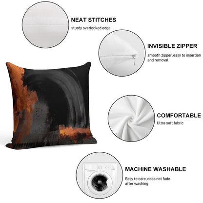 Black Orange Abstract Soft Home Decor Throw Pillow