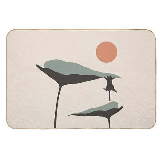 Cat And Plant 30  Absorbent Bath Mat