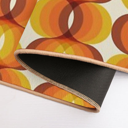 Orange, Brown, And Ivory Retro 1960s Wavy Pattern Bath Mat