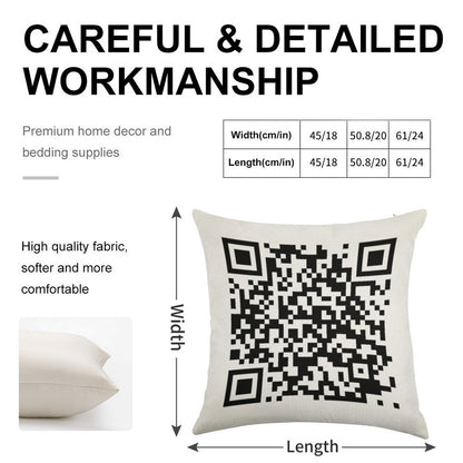 QrCode Rick Astley - Never Gonna Give You Up Linen Throw Pillow Cover
