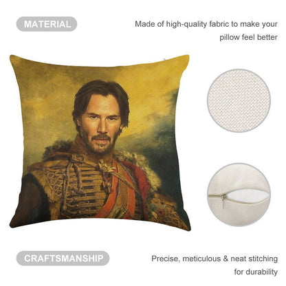Keanu Reeves - Replaceface Linen Throw Pillow Cover