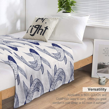 Japanese Koi Fish Pattern Throw Blanket