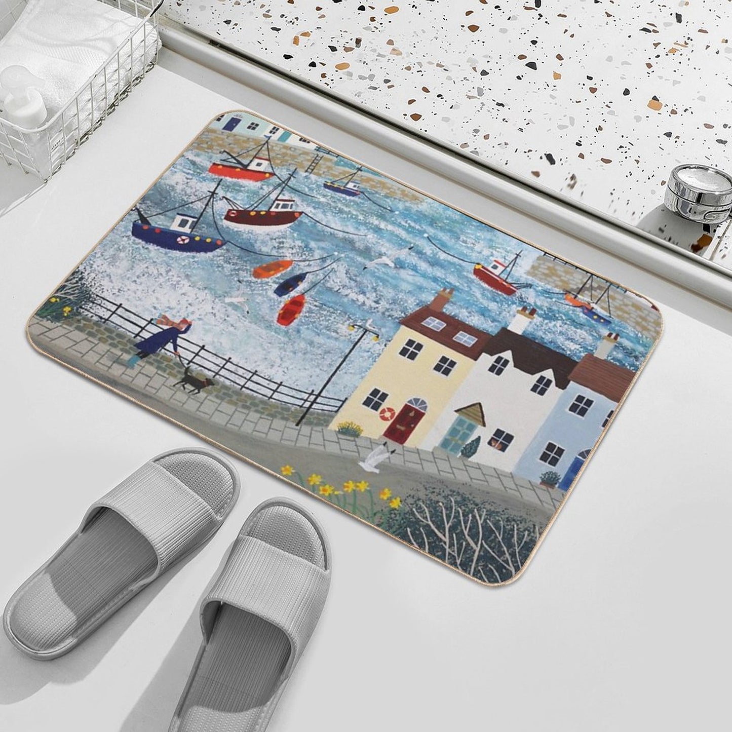 Stormy Harbour Bath Mat