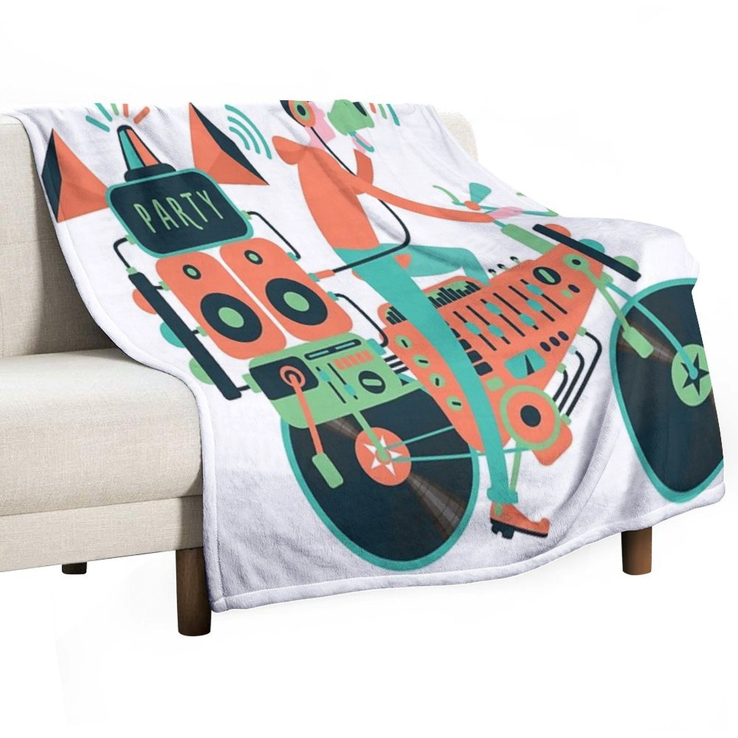 Party Bike. Music And Cycling Throw Blanket