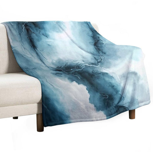 Cloudy Storm - Abstract Alcohol Ink Art Throw Blanket