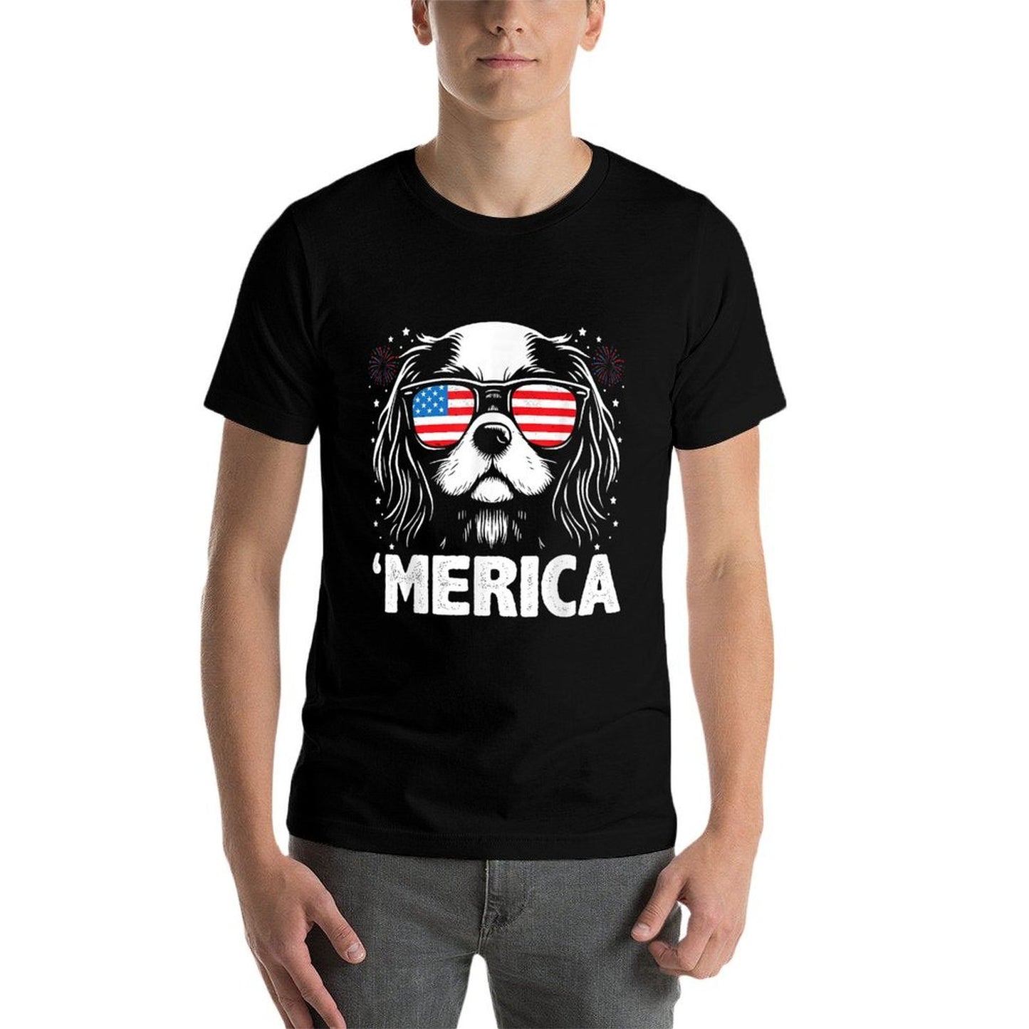 Cavalier King Charles 4th Of July Merica Patriotic Dog  Classic T-Shirt