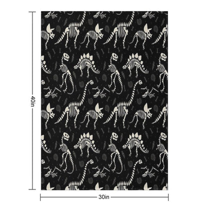 Dinosaur Fossils in Black Throw Blanket