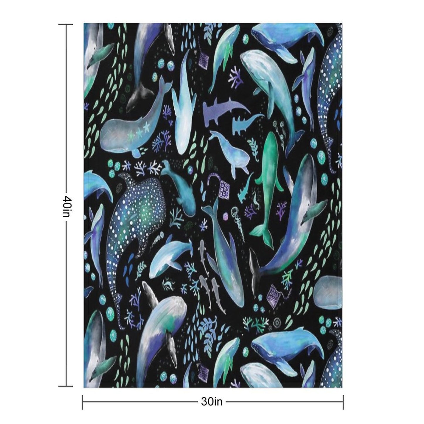Ocean Diving with Whales at Night - Remix Throw Blanket